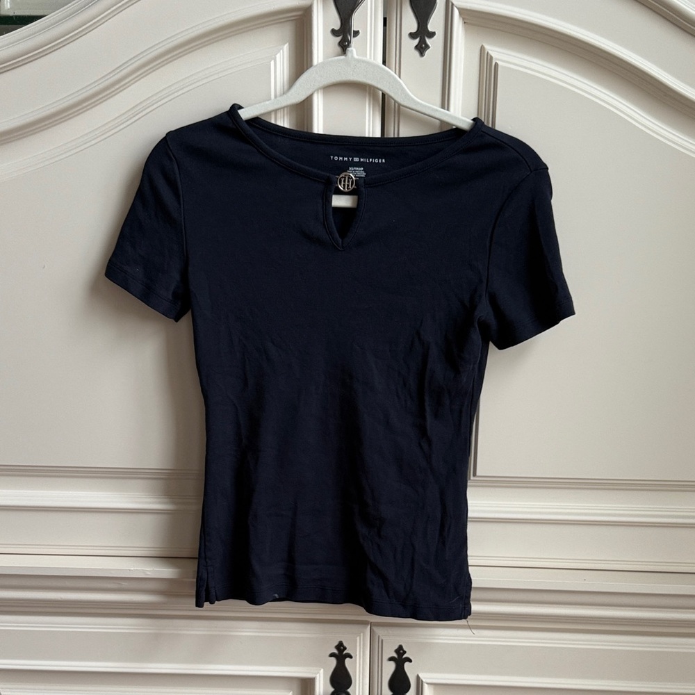 Tommy Hilfiger Women's Navy Short Sleeve Top
